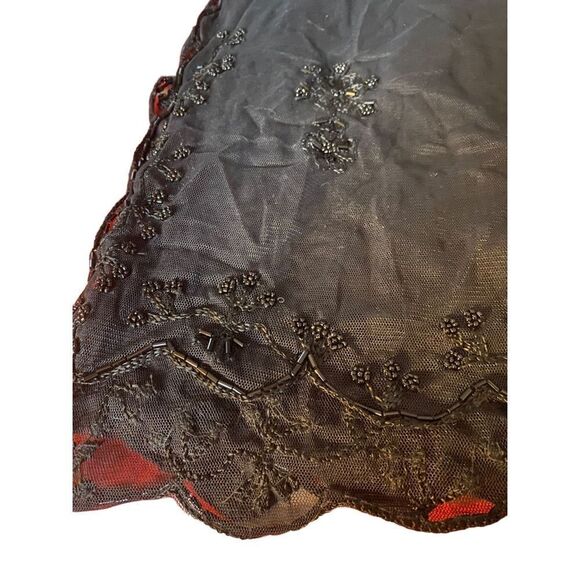 Cejon women’s black floral embellished Beaded sheer scarf, 0/S - Picture 2 of 4